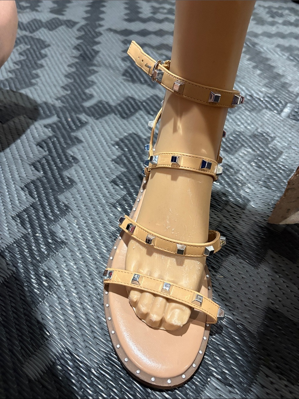 a new day Tan Pyramid-Stud Gladiator Sandals
